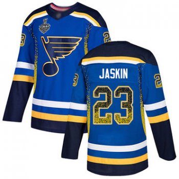 Men's St. Louis Blues #23 Dmitrij Jaskin Blue Home Authentic Drift Fashion 2019 Stanley Cup Final Bound Stitched Hockey Jersey