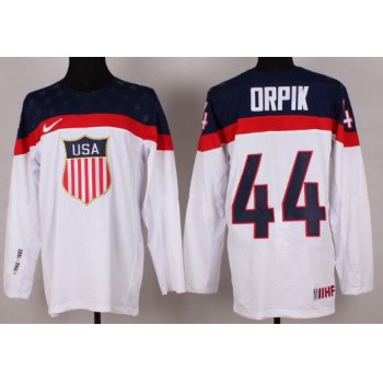 2014 Olympics USA #44 Brooks Orpik White Jersey