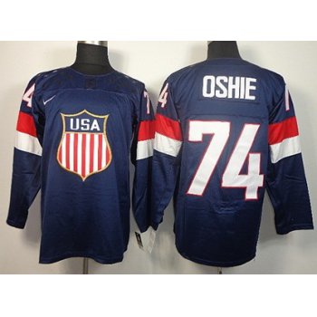 2014 Olympics USA #74 T.J. Oshie Navy Blue Jersey