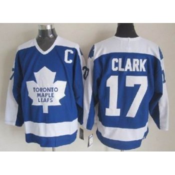 Toronto Maple Leafs #17 Wendel Clark Blue With White Throwback CCM Jersey