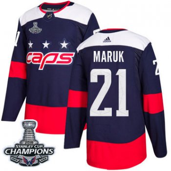 Adidas Washington Capitals #21 Dennis Maruk Navy Authentic 2018 Stadium Series Stanley Cup Final Champions Stitched NHL Jersey