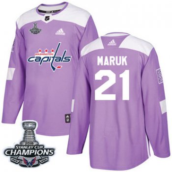 Adidas Washington Capitals #21 Dennis Maruk Purple Authentic Fights Cancer Stanley Cup Final Champions Stitched NHL Jersey