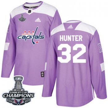 Adidas Washington Capitals #32 Dale Hunter Purple Authentic Fights Cancer Stanley Cup Final Champions Stitched NHL Jersey