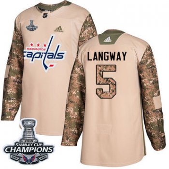 Adidas Washington Capitals #5 Rod Langway Camo Authentic 2017 Veterans Day Stanley Cup Final Champions Stitched NHL Jersey