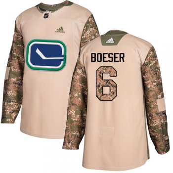 Adidas Canucks #6 Brock Boeser Camo Authentic 2017 Veterans Day Stitched NHL Jersey