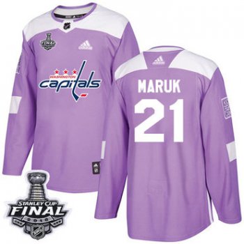 Adidas Capitals #21 Dennis Maruk Purple Authentic Fights Cancer 2018 Stanley Cup Final Stitched NHL Jersey