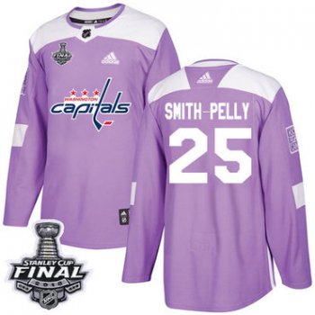 Adidas Capitals #25 Devante Smith-Pelly Purple Authentic Fights Cancer 2018 Stanley Cup Final Stitched NHL Jersey