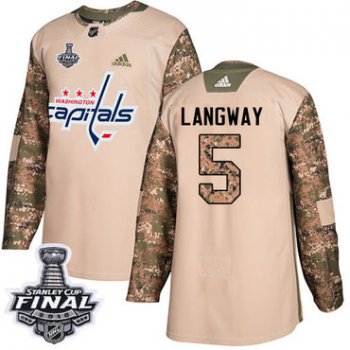 Adidas Capitals #5 Rod Langway Camo Authentic 2017 Veterans Day 2018 Stanley Cup Final Stitched NHL Jersey