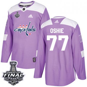 Adidas Capitals #77 T.J. Oshie Purple Authentic Fights Cancer 2018 Stanley Cup Final Stitched NHL Jersey