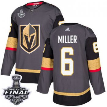 Adidas Golden Knights #6 Colin Miller Grey Home Authentic 2018 Stanley Cup Final Stitched NHL Jersey