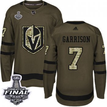 Adidas Golden Knights #7 Jason Garrison Green Salute to Service 2018 Stanley Cup Final Stitched NHL Jersey