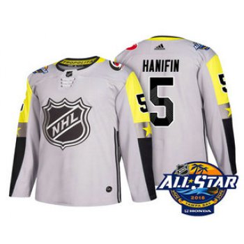 Men's Carolina Hurricanes #5 Noah Hanifin Grey 2018 NHL All-Star Stitched Ice Hockey Jersey