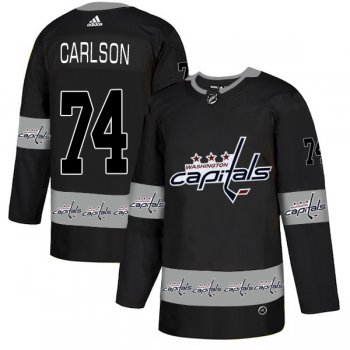 Men's Washington Capitals #74 John Carlson Black Team Logos Fashion Adidas Jersey