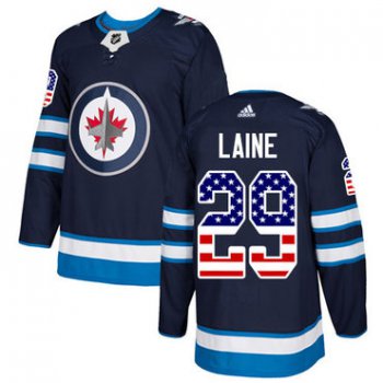Adidas Jets #29 Patrik Laine Navy Blue Home Authentic USA Flag Stitched NHL Jersey