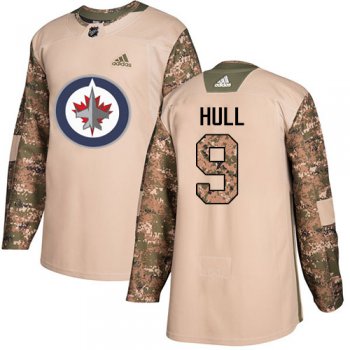 Adidas Jets #9 Bobby Hull Camo Authentic 2017 Veterans Day Stitched NHL Jersey