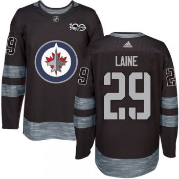 Men's Winnipeg Jets #29 Patrik Laine Black 100th Anniversary Stitched NHL 2017 adidas Hockey Jersey