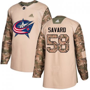 Adidas Blue Jackets #58 David Savard Camo Authentic 2017 Veterans Day Stitched NHL Jersey