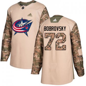 Adidas Blue Jackets #72 Sergei Bobrovsky Camo Authentic 2017 Veterans Day Stitched NHL Jersey