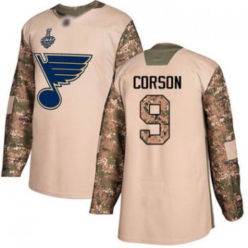Blues #9 Shayne Corson Camo Authentic 2017 Veterans Day Stanley Cup Final Bound Stitched Hockey Jersey