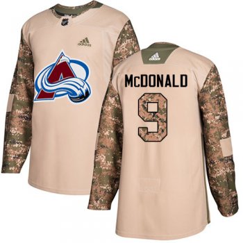 Adidas Avalanche #9 Lanny McDonald Camo Authentic 2017 Veterans Day Stitched NHL Jersey