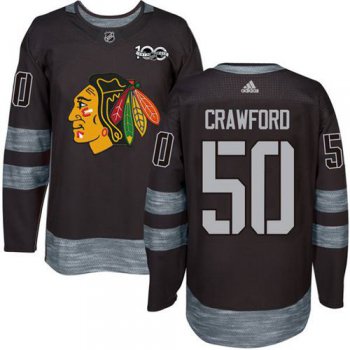 Blackhawks #50 Corey Crawford Black 1917-2017 100th Anniversary Stitched NHL Jersey