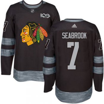 Blackhawks #7 Brent Seabrook Black 1917-2017 100th Anniversary Stitched NHL Jersey