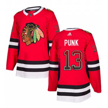 Men's Chicago Blackhawks #13 CM Punk Red Drift Fashion Adidas Jersey