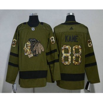 Men's Chicago Blackhawks #88 Patrick Kane Green Salute to Service 2017-2018 Hockey Stitched NHL Jersey