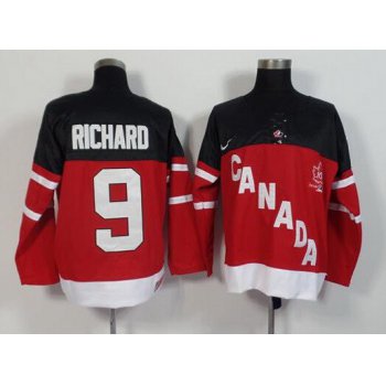 2014-15 Men's Team Canada #9 Maurice Richard Retired Player Red 100TH Anniversary Jersey