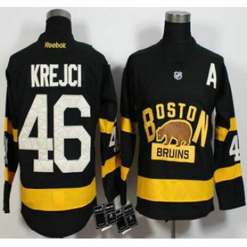 Men's Boston Bruins #46 David Krejci Reebok Black 2016 Winter Classic Premier Jersey