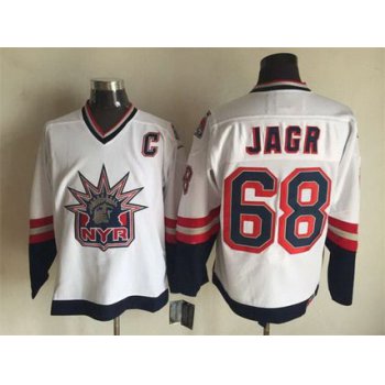 Men's New York Rangers #68 Jaromir Jagr 1996-97 White CCM Vintage Throwback Jersey