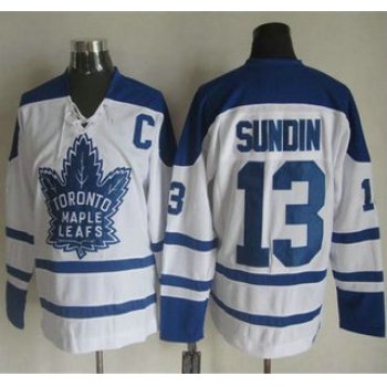Men's Toronto Maple Leafs #13 Mats Sundin 1998-99 White CCM Vintage Throwback Jersey
