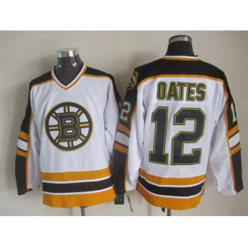 Men's Boston Bruins #12 Adam Oates 1996-97 White CCM Vintage Throwback Jersey