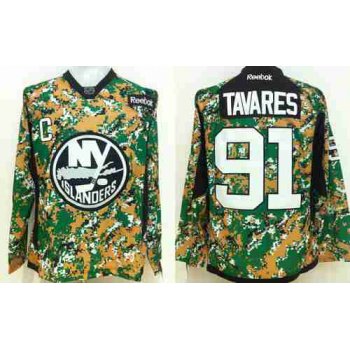Men's New York Islanders #91 John Tavares Digital Camo Veteran's Day Practice Jersey