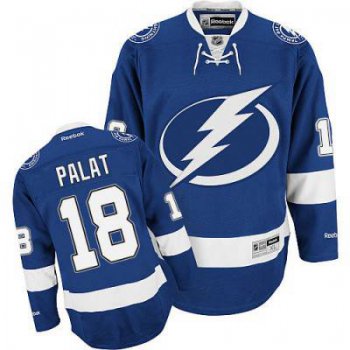 Men's Reebok Tampa Bay Lightning #18 Ondrej Palat Premier Blue Home NHL Jersey - Men's Size