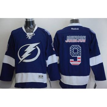 Men's Tampa Bay Lightning #9 Tyler Johnson USA Flag Fashion Blue Jersey