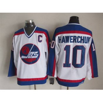 Men's Winnipeg Jets #10 Dale Hawerchuk 1979-80 White CCM Vintage Throwback Jersey