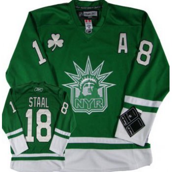 New York Rangers #18 Staal St. Patrick's Day Green Jersey