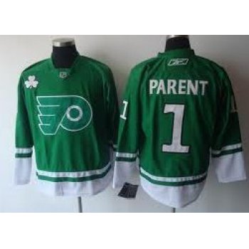 Philadelphia Flyers #1 Bernie Parent St. Patrick's Day Green Jersey