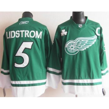 Detroit Red Wings #5 Nicklas Lidstrom St. Patrick's Day Green Jersey