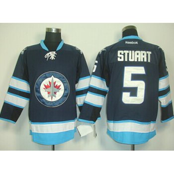 Winnipeg Jets #5 Mark Stuart Navy Blue Jersey