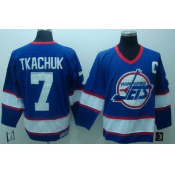 Winnipeg Jets #7 Keith Tkachuk Navy Blue Throwback CCM Jersey