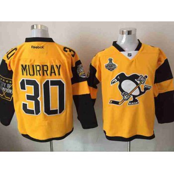 Men's Pittsburgh Penguins #30 Matt Murray Yellow Stadium Series 2017 Stanley Cup Finals Patch Stitched NHL Reebok Hockey Jersey