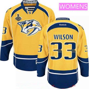 Women's Nashville Predators #33 Colin Wilson Yellow 2017 Stanley Cup Finals Patch Stitched NHL Reebok Hockey Jersey