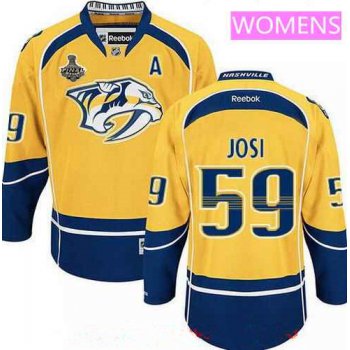 Women's Nashville Predators #59 Roman Josi Yellow 2017 Stanley Cup Finals A Patch Stitched NHL Reebok Hockey Jersey