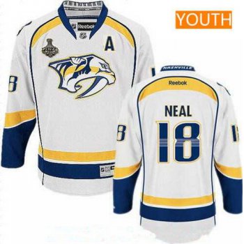 Youth Nashville Predators #18 James Neal White 2017 Stanley Cup Finals A Patch Stitched NHL Reebok Hockey Jersey