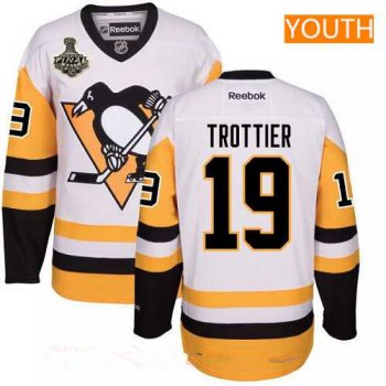 Youth Pittsburgh Penguins #19 Bryan Trottier White Third 2017 Stanley Cup Finals Patch Stitched NHL Reebok Hockey Jersey