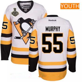 Youth Pittsburgh Penguins #55 Larry Murphy White Third 2017 Stanley Cup Finals Patch Stitched NHL Reebok Hockey Jersey