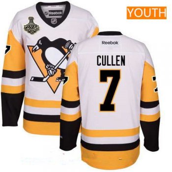Youth Pittsburgh Penguins #7 Matt Cullen White Third 2017 Stanley Cup Finals Patch Stitched NHL Reebok Hockey Jersey
