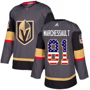 Adidas Golden Knights #81 Jonathan Marchessault Grey Home Authentic USA Flag Stitched NHL Jersey